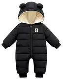 Baby Winter Overall mit Kapuze, Strampler Schneeanzug Jungen Mädchen Langarm Jumpsuit Warm Outfits Geschenk 6-9 Monate