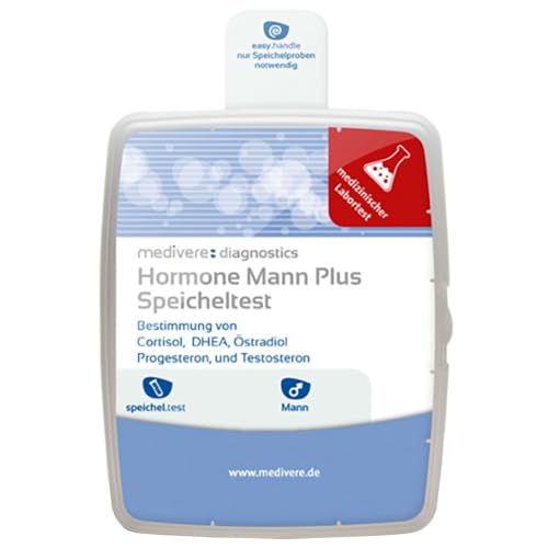 medivere Hormonprofil Mann plus Speicheltest - Bestimmung von Cortisol, DHEA, Östradiol, Progesteron und Testosteron