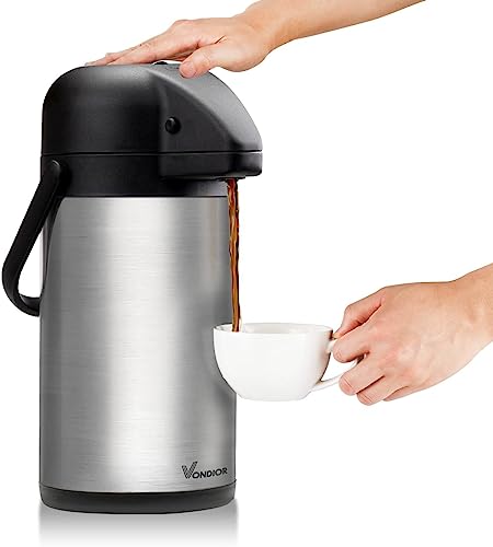 Vondior Airpot Pumpkanne 1,9 liters - Professionelle isolierte Kaffeekaraffe aus Edelstahl, Thermoskanne, Thermos-Getränkespender, Geeignet Für Partygetränke