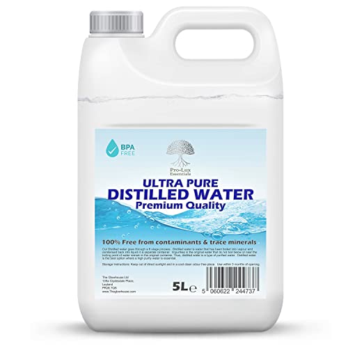 Destilliertes Wasser, 100 % reine Premium-Qualität, ideal für CPap, Bügeleisen, Luftbefeuchter, Reinigung, Motoren und mehr, hergestellt in Großbritannien (5 Liter)