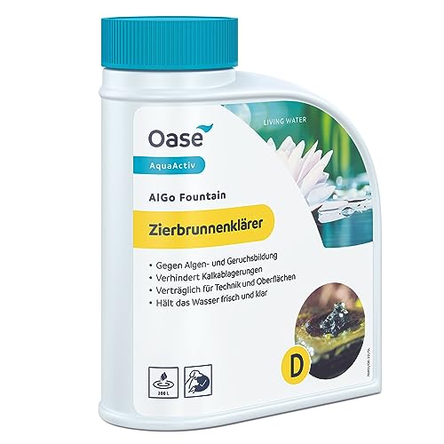 OASE 43144 AquaActiv AlGo Fountain Zierbrunnenklärer 500 ml für Zierbecken effektiver Zierbrunnenreiniger ideal als schnelle Hilfe gegen Algen und Kalk in Dekobrunnen Zierbrunnen