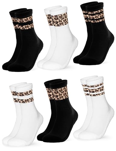 Occulto Damen Tier Muster Tennis Socken 6er Pack (Modell: Nala) Leopard 39-42