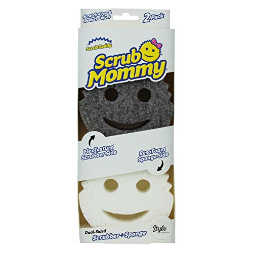 Scrub Daddy Scrub Mommy Putzschwamm, Topfreiniger Küchenschwämme, Putzmittel mit Texturveränderung, kratzfreier Spülschwamm, geruchsresistenter Smiley Schwamm, Geschirrschwamm - 2er Pack Grau