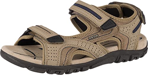 Geox Herren U Sandal Strada D Riemchensandalen, Beige Sand Navy, 44 EU