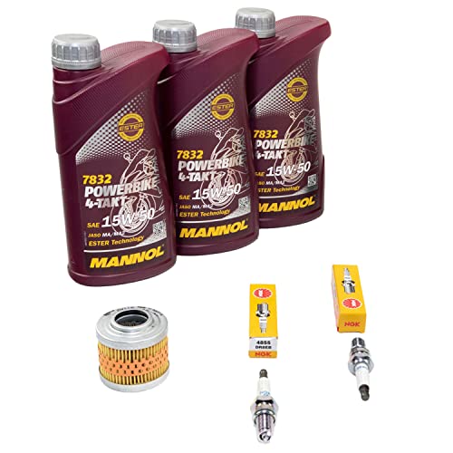 Wartungspaket Öl 3L + Ölfilter + Zündkerzen für BM W G 650 GS G650 GS R13 Baujahr 2011-2016