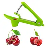 Kirschentkerner,Kirschenentkerner,Edelstahl Kirschkernentferner,Obst Corer,Premium Tragbarer Entsteiner Kirschen,Kirschentsteiner,Kirschen Entkerner,Cherry Pitter,für Fruit Pit Remover(Grün)