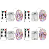 BXROIU 4 x 50er Micro LED Lichterkette Batterie 8 Modi, mit Fernbedienung Timer,auf 5Meter Silberdraht für Party, Garten, Weihnachten, Halloween, Hochzeit und zur dekorativen(Mehrfarbig)