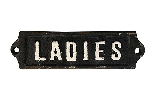 Türschild LADIES Damen-WC Toilettenschild Antik-Stil Gusseisen Schwarz Weiß