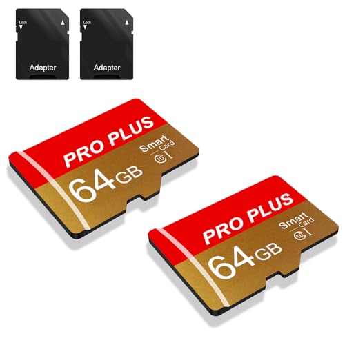 2 Pack SD Karte 64GB mit SD Adapter, High-Speed Speicherkarte, SD Karte UHS-I, A1, C10, TF Card für Mobiltelefon/Kamera(TF162 Rotes Gold 64GB)