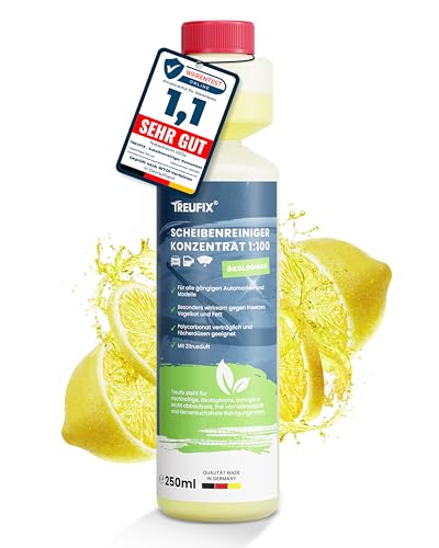 Treufix Scheibenwischwasser Konzentrat 250ml Premium Scheibenreiniger Auto für alle Scheibenwaschanlagen & Scheinwerfer-Reinigungsanlagen für maximale Sicht und Sicherheit I Made in DE