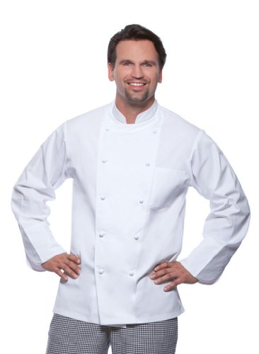 Pflegeleichte Basic Kochjacke für Bistro + Gastronomie + Küche + Bäckerei, Farbe:White;Größe:L