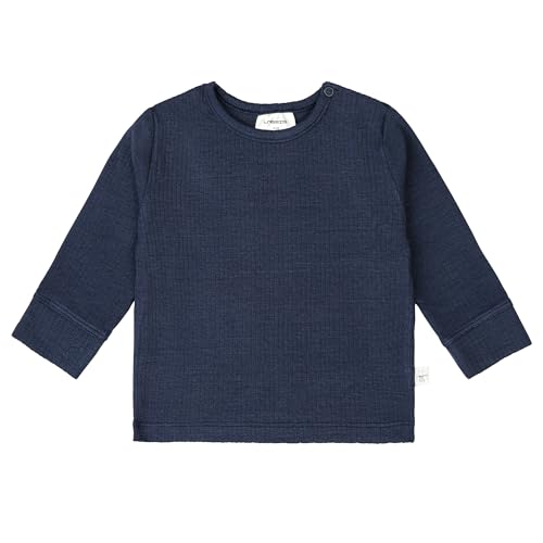 LÄSSIG Baby Langarmshirt aus Rippstrickware mit Tencel™Lyocell/Long Sleeve Shirt Navy, Größe 74/80