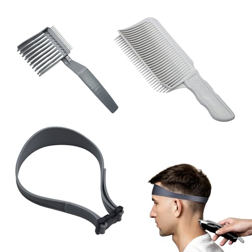 INNAL 3 Stück Haarschneidekamm Set, Verstellbare Haarschneide Schablone, Haarschneide Hilfe, Fade Kamm Männer, Gebogenes Silikon Haarschnittband, für Professionelle oder Haare Selber Schneiden