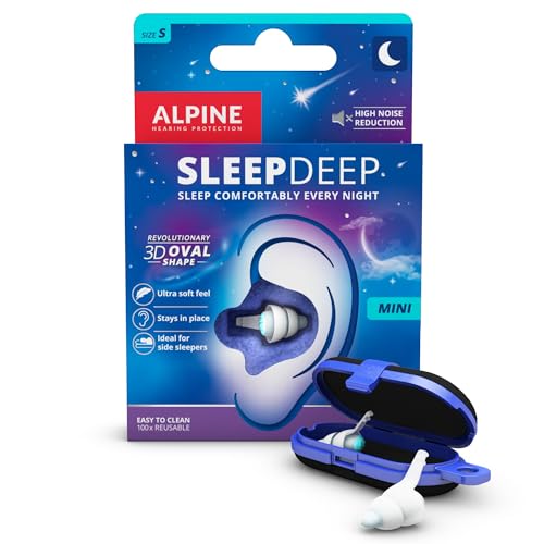 Alpine SleepDeep - Ohrstöpsel zum Schlafen und für Konzentration - 27dB - Neue 3D-Ovalform Ohrenstöpsel und weicher, geräuschdämpfender Kern für maximalen Komfort und Dämpfung - Größe S