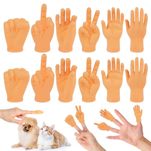 Aolso Kleine Hände Fingerpuppe Set, 12 Stück Mini Hände Gummi Lustige Minihände, Fingerhände für Geburtstagsfeiern Zaubertricks Haustiere Spiele Party