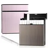 Tenbrachian 2 Stück Metall Zigarettenetui aus Aluminium, Zigarettenbox Metall Zigaretten Box für 40 Zigarettenschachtel Box, Cigarette Case, Elegante Zigaretten Kasten Zigaretten Etui (Pink, Schwarz)