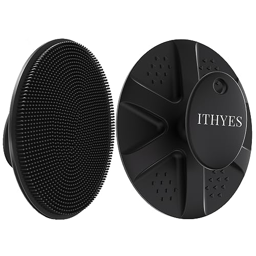 Ithyes Silikon Duschbürste,Körperbürste,Badebürste,Silicone Body Scrubber,Trockenbürste Körper,Peeling Bürste,Schaumt gut Leicht zu Reinigen Hygienischer Massagebürste Körper 1 Stück (Schwarz)