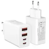 40W USB C Adapter, 2 Pack 4 Ports USB C ladegerät für Phone 15 14 Plus Pro Max 13 12 11 SE, Pad，PD 3.0 Phone schnellladegerät, iPhone Power Adapter USB stecker USB Netzteil(Ohne Ladekabel)