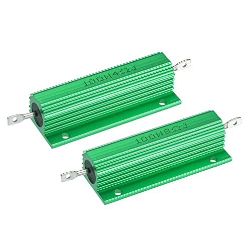 QUARKZMAN 2 Set Drahtgewickelt Widerständen Sortiment 100W 4 Ohm 8 Ohm 5% Aluminum Gehäuse Schraubgehäuse montiert für Lautsprecher (Grün)