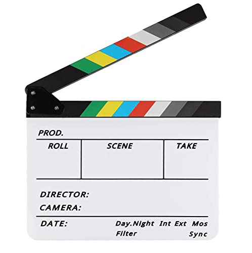 Disnace Filmklappe 30 x 24.5cm, Regieklappe Synchronklappe Clapperboard, Szene Acryl Filmklappe, Leicht Abzuwischender Acryl-Clapper für Film, Fernsehserie, Shoot Requisiten, Werbespots