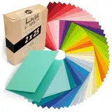 Japun - 50 farbige blanko Falt-Karten (2 x 25 Farben), Klapp-Karten zum gestalten, beschriften oder bedrucken - DIN A6-250 g/m² - bunt