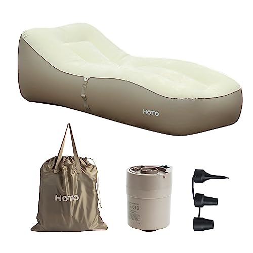 HOTO Aufblasbares Sofa, Luftsofa mit Luftpumpe, Outdoor wasserdichte Luft Liege 150Kg Tragfähigkeit, 120 Sek. schnelles Aufpumpen, mit Tragebeutel, Luftdüsen, für Camping Reisen Wandern Heimgebrauch