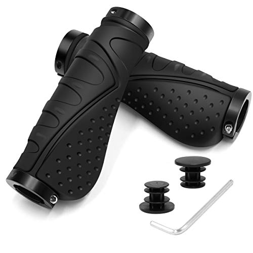 REETEE Fahrrad-Lenkergriffe, Gummi, rutschfest, ergonomisch, Lenkergriffe, Fahrradlenkergriffe mit Doppelverriegelung, 22 mm Lenker für Mountainbike/Fahrrad (schwarz)