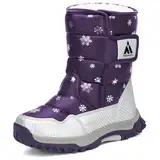 Mishansha Kinder Schneestiefel Winter Warm Gefütterte Winterstiefel Mädchen rutschfeste Outdoor Winterschuhe Jungen Snowboots, Violett 34