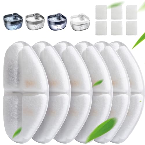 FEELNEEDY 6 Stück Aktivkohlefilter und 6 Stück Schwämme für Wasserpumpe, kompatibel mit 7 Liter Trinkbrunnen für Hunde und Katzen (FN-W05) Ersatzfilter Einzeln Verpackt