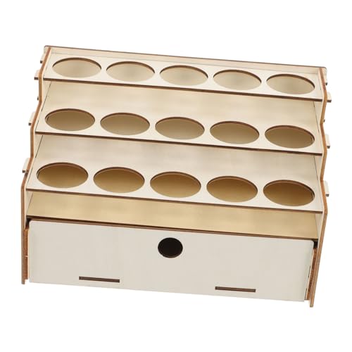 BEBEMOKO Kreatives Holzfarbregal Mit Schublade Vielseitiger Acrylfarben Halter Für Kunstorganisation Und Lagerung 15 Fächer Für Pigmente Und Malzubehör
