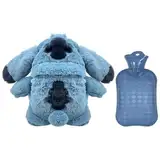 Stitch Wärmflasche, Stitch Wärmflasche Kuscheltier, Stitch Wärmekissen Kinder, PIIMNT Lilo und Stitch Wärmflasche Cartoon Heißwasserflasche für Kinder Geschenk für Kind Familie & Freund