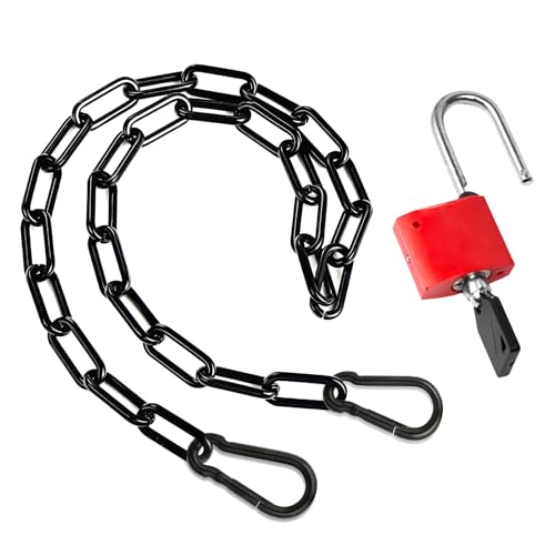 Edelstahlkette,Stahlkette,Gliederkette,Stahlkette Schwarz,Eisenkette,Metallkette mit Karabiner,Edelstahl Ketten 51cm Lang,Sicherheitskette mit Schloss,Stahlgliederkette für Pferdestall,Zäune,Käfige