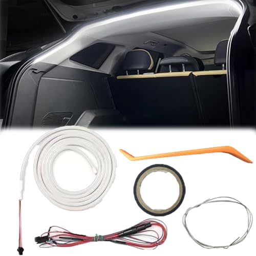 Dynamic Flowing Car Trunk Light Strip, 4m Kofferraum LEDs Streifen, Kofferraum Beleuchtung Led Band, Flexible Silikon Led Streifen Licht FüR Auto Kofferraums Innenbeleuchtung Dekoration (Weiß)