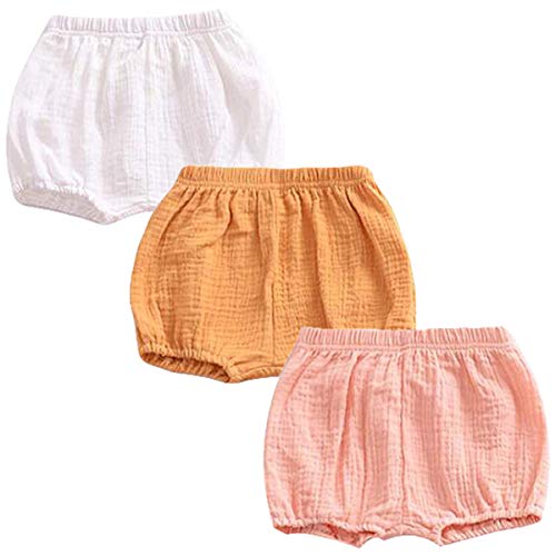 FAIRYRAIN 3 Pack of Baby Kinder Mädchen Jungen Baumwolle Unterwäsche Unterhosen Rüsche Hose Bloomer Shorts Baby Höschen Windelhöschen Kleinkinder Pumphose 1-2 Jahre