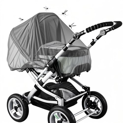 GeekerChip Universal Insektenschutz,Insektenschutz für Kinderwagen,Moskitonetz Kinderwagen,mit Gummizug,Reißfest und Waschbar,Fliegennetz für Buggy Schutz vor Wespen und Stechmücken(Grau)