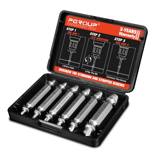 Mr.wintek 6-teiliges Schraubenausdreher Set, #0–#4, Easy Out Linksausdreher für Beschädigte, Verrostete oder Abgenutzte Schrauben in Metall, Holz, Auto – Geschenkidee für Männer