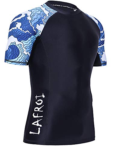 LAFROI Herren Kurzarm UPF 50+ Kompressionsshirt Rash Guard-CLY02D (Surge,LG)