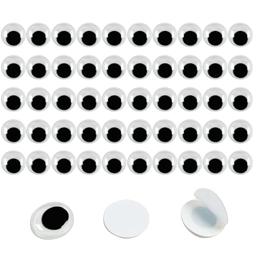 FANGZIDM 50 Stück Selbstklebende Wackelaugen 14mm für DIY Scrapbooking Spielzeuge Zubehör