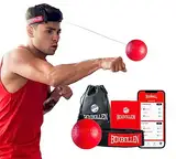 Boxbollen Original mit App, verwendet von Prominenten - MMA Gear Boxball - Box-Reflexball mit verstellbarem Gurt - Interaktive Boxball-App-Integration - Stocking Stuffer Ideen - 1 Packung