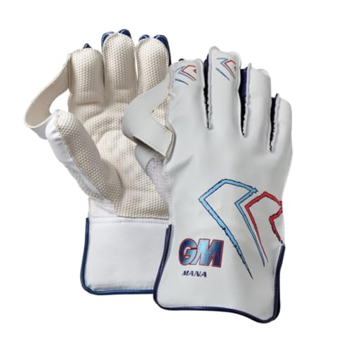 Gunn & Moore GM Cricket-Wicket-Schutzhandschuhe, Mana, PVC-Kunstleder, Handrücken, Baumwollfutter und Noppen-Gummi-Handfläche, Jugendliche, 1 Paar, Weiß