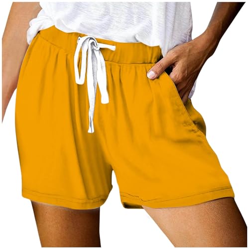 Sporthose Kurz Damen, Shorts Für Damen 2024, Kurz Hosen Damen, Breites Bein Kurze Hose Gerades Bein Sport Shorts Weich Bequem Sporthose Locker Strandhose Pants Leinen Sporthose Für Alltag