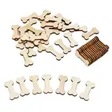 VOANZO 50PCS Knochen Deko, Plain Unfinished Wood Hundeknochen, Holz Hundeknochen geformtes für Kunsthandwerk DIY Projekte, Geschenkanhänger, Home Decoration, bereit zu malen oder zu dekorieren