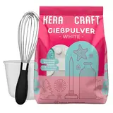 Keracraft Gießpulver weiß 4,5kg mit Silikonbecher 1.000ml und Schneebesen - Reliefgießpulver weiß für kreative Projekte