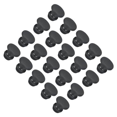 QUARKZMAN Silikon-Snap-in-Verriegelungslochstopfen, Gummidichtung, Flacher Typ, runde Platte für wasserdichte Dichtungsstopfen, 5 mm Durchmesser, schwarz, Packung mit 20 Stück