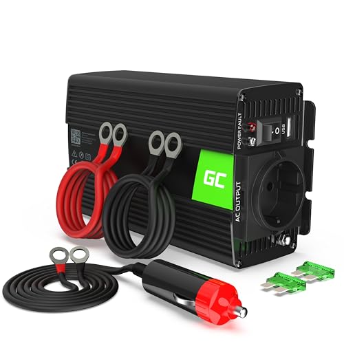 Green Cell 300W/600W 12V auf 230V Reiner Sinus Volt kfz Spannungswandler Wechselrichter Konverter Pure Sine Wave Power Solar Inverter DC AC Umwandler Stromwandler Zigarettenanzünder Steckdose