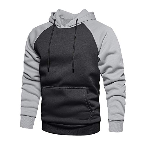 LBL Asali Herren Casual Hoodies Solid Color Sport Pullover Weiche Kapuze Sweatshirt Outwear Sweater - Grau - XX-Large