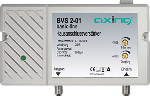 Axing BVS 2-01 Hausanschlussverstärker 25 dB für Kabelfernsehen digital (47-862 MHz)