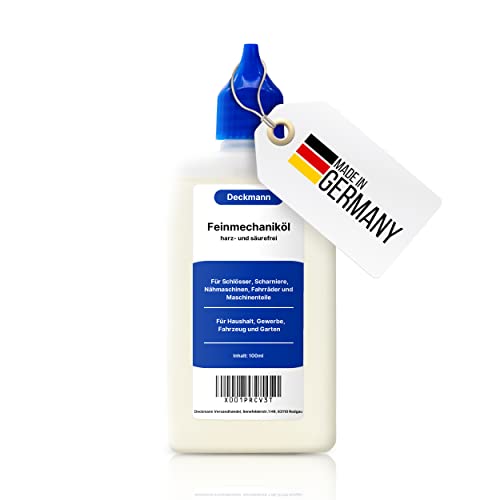 100 ml Flasche Feinmechaniköl Nähmaschinenöl Universalöl - Niedrige Viskosität - Harzt nicht & geruchsneutral - Ideal für feinmechanische Komponenten, Scharniere, Türen, Fenster, Elektro-Rasierer