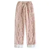 Schlafanzug Damen Pyjama 2024 Bottoms Hosen Lang Flanell Hose Schlafhose Weich Kawaii Anime Bequeme Winter Schlafanzughose Frauen
