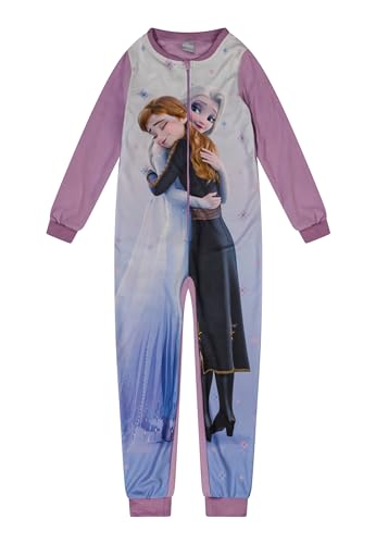 ONOMATO! Schlafanzug Jumpsuit Frozen - Die Eiskönigin Fleece Kinder Mädchen, Größe Kids:122-128